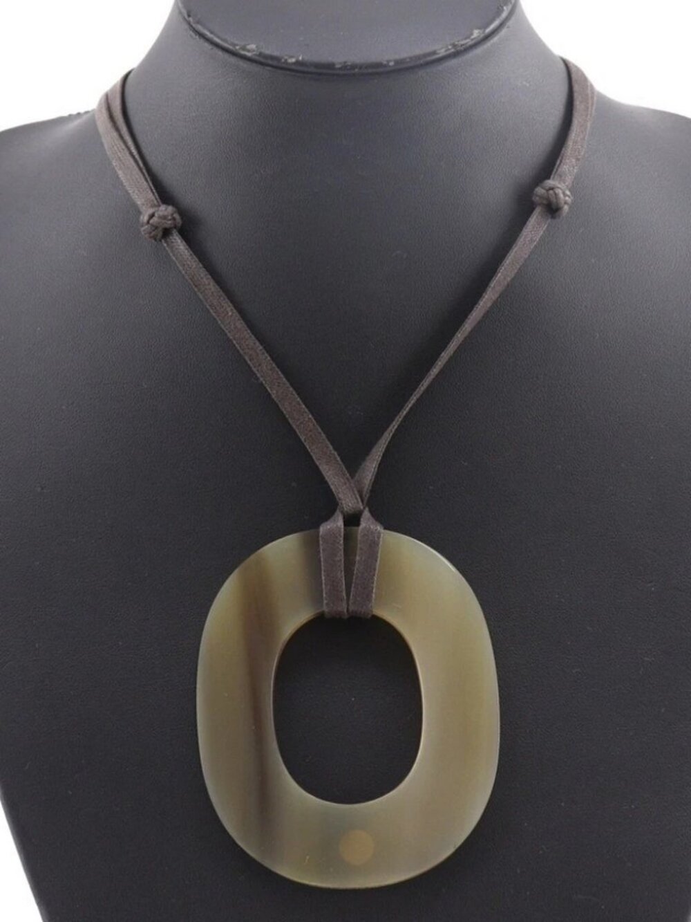 Hermes Ism Necklace Brown Buffalo Horn 28g Women View 2